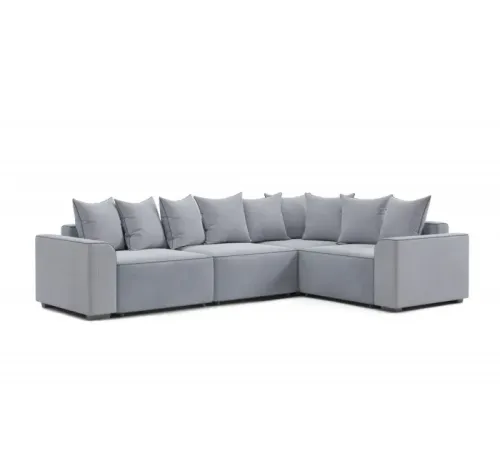 МГ Диван угловой "Монреаль-3" Вариант 1 (Вертикаль серый/Мора серый/Велютто 32 темно-серый)