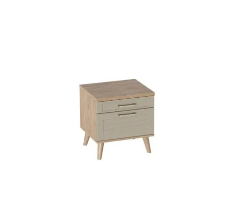 МГ Спальня "Гавана" Тумба с двумя ящиками (502*402*536) (Дуб светлый натуральный/Светло-серый софт)
