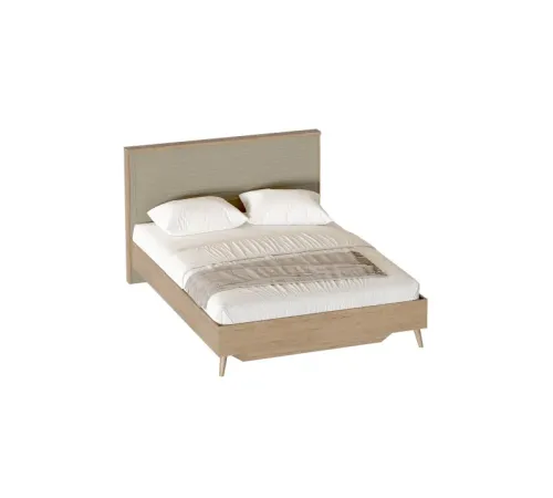 МГ Спальня "Гавана" Кровать*1600 (1666*2112*1125) (Дуб светлый натуральный/Светло-серый софт)