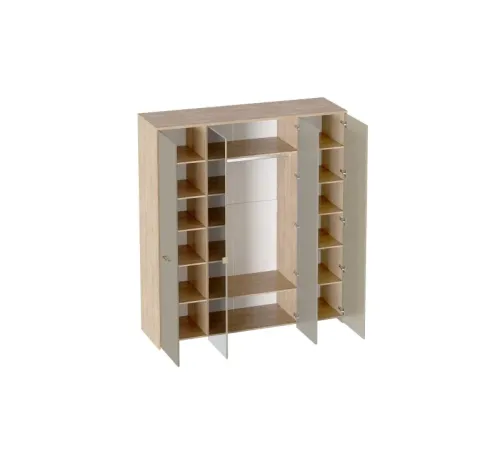 МГ Спальня "Гавана" Шкаф четырехдверный (1854*544*2230) (Дуб светлый натуральный/Светло-серый софт)