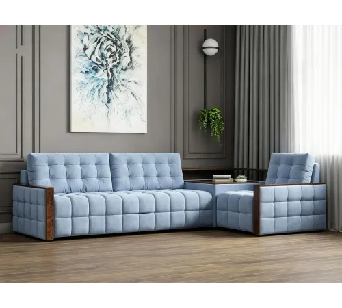 Диван угловой Монако А НПБ (левый ,Катания 06 "Вельветекс"/ накладки-венге) кат.2