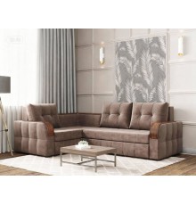 Диван угловой  Лагуна НПБ (правый, Катания 02 "Вельветекс"/ накладки-орех) кат.2