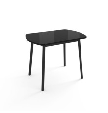 Л  "ВИНЕР Mini" R Стол раздвижной со стеклом 940(1260)*750*640 (черный / черный)