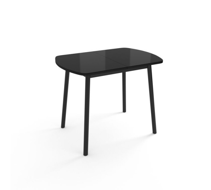 Л  "ВИНЕР Mini" R Стол раздвижной со стеклом 940(1260)*750*640 (черный / черный)