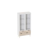 МГ Гостиная "Соната" Шкаф-витрина двухстворчатый(Белый фон/Дуб сонома)