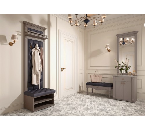 МГ Прихожая "Лилль-2" Тумба с зеркалом 600 (660*440*2110) (Эмаль мокко/Орегон деним)-20% до 31.12