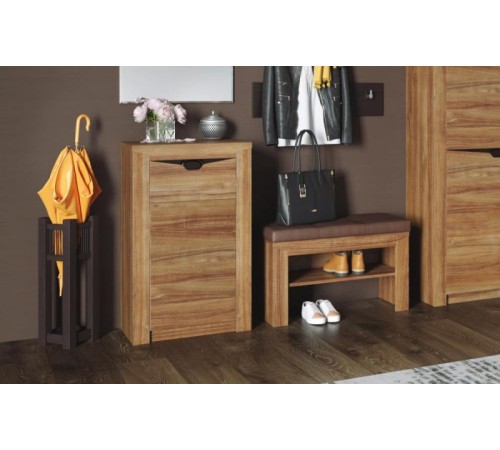 МГ Прихожая "Соренто" Тумба с дверцей и ящиком (600*385*985)(Дуб бонифаций/Кофе структурный матовый)