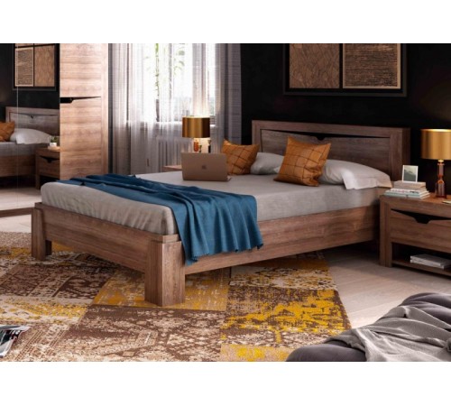 МГ Спальня "Соренто" Кровать 1400 (1480*2150*880) (Дуб Стирлинг/Кофе матовый)