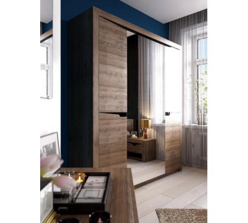 МГ Спальня "Соренто" Шкаф четырехдверный (1965*545*2200) (Дуб Стирлинг/Кофе матовый)