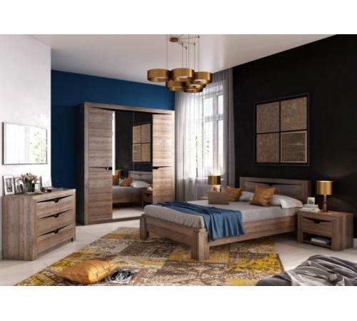 МГ Спальня "Соренто" Шкаф двухдверный (1065*545*2200) (Дуб Стирлинг/Кофе матовый)