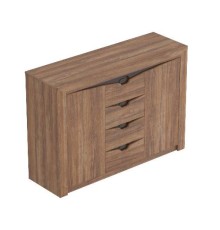 МГ Спальня "Соренто" Тумба с 4 ящиками и 2 дверцами (1400*440*985) (Дуб Стирлинг/Кофе матовый) СНЯТ