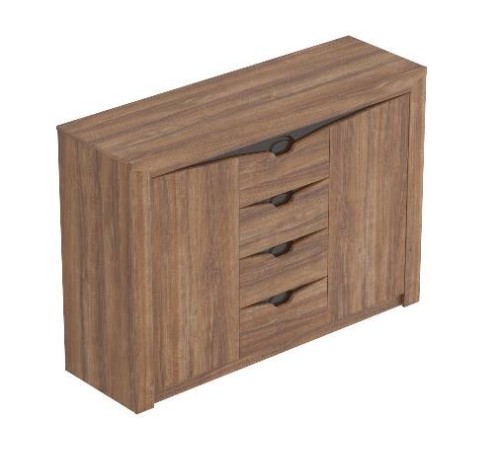 МГ Спальня "Соренто" Тумба с 4 ящиками и 2 дверцами (1400*440*985) (Дуб Стирлинг/Кофе матовый)