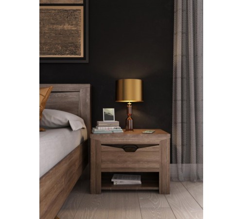 МГ Спальня "Соренто" Тумба с ящиком (600*385*450) (Дуб Стирлинг/Кофе матовый)